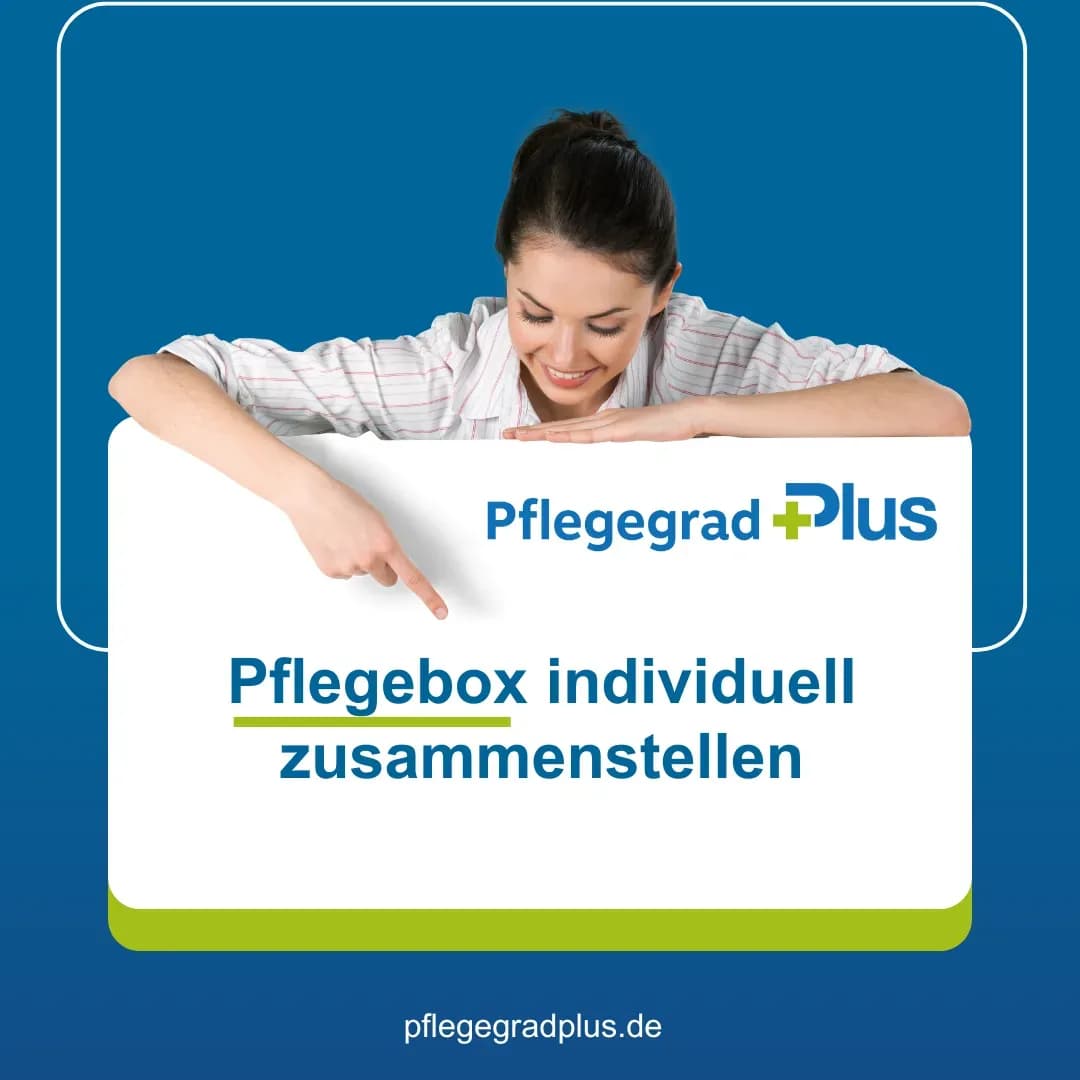 Pflegebedürftige Person wählt online individuelle Pflegehilfsmittel aus – Einmalhandschuhe, Masken und Desinfektion in der selbst zusammengestellten Pflegebox