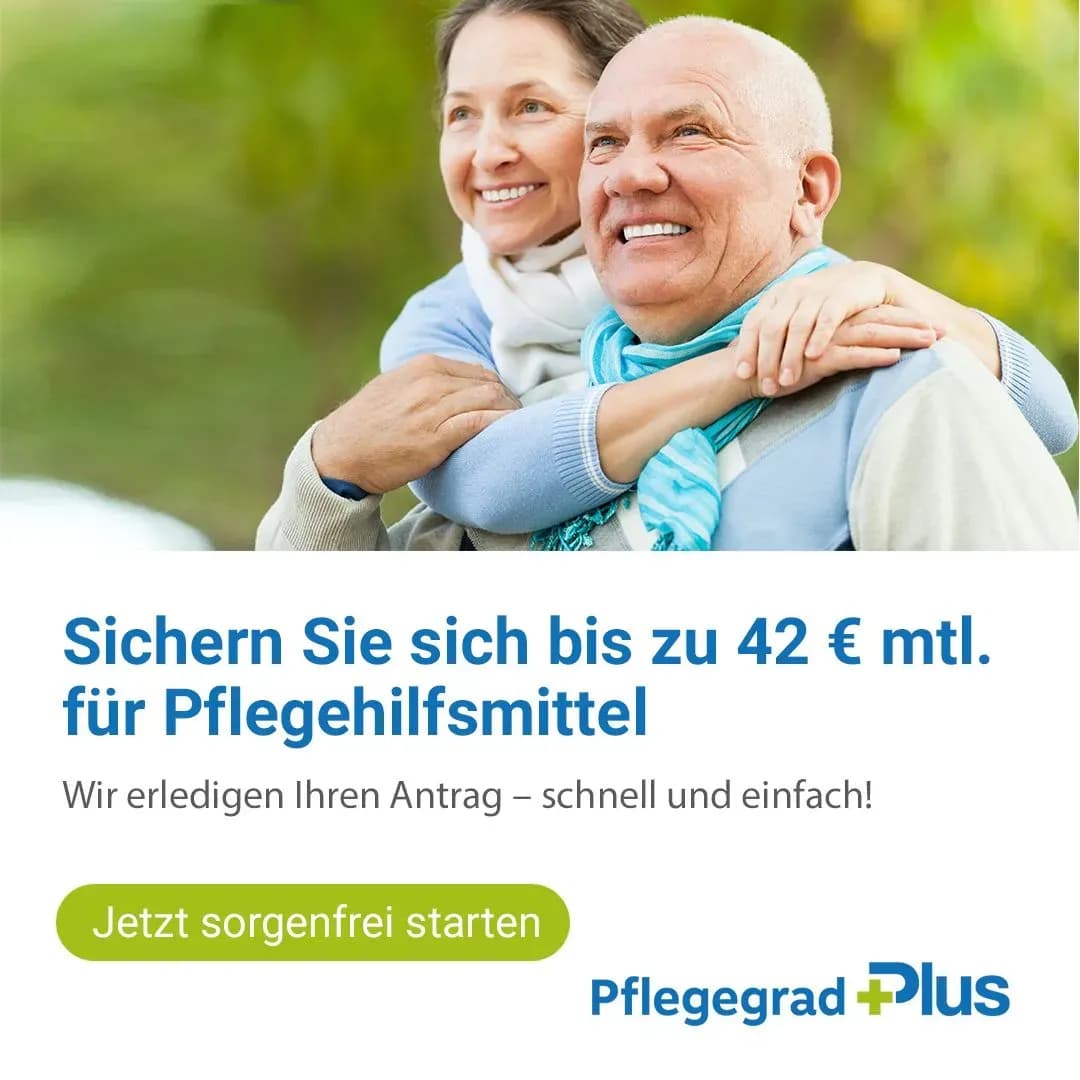 Pflegehilfsmittel wie Einmalhandschuhe, Desinfektionsmittel und FFP2-Masken in einem Paket – kostenfreie Versorgung ab Pflegegrad 1 mit Pflegegrad Plus GmbH