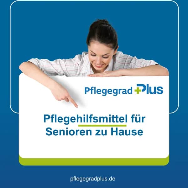 Seniorin zu Hause mit Pflegehilfsmittelbox – Desinfektion, Masken und Bettschutzeinlagen als kostenlose Unterstützung bei Pflegegrad 1